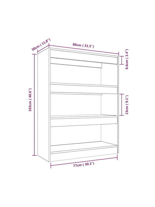 Grey Sonoma Bookcase 80x30x103cm