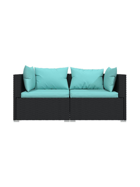 Set Cameră De Zi Pentru Exterior 3 Piese Negru Cu Perne