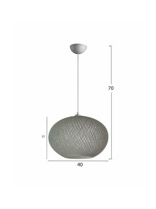 HomeMarkt Adjustable Pendant Light Gray Boho with Rope for Socket E27 40x21cm