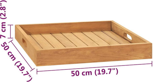 vidaXL Дърво Поднос за сервиране с Дръжки в Кафяв Цвят 50x50x7см 315457 1бр