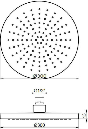Almar Emotion Round Showerhead 30cm with Arm 10cm Chrome