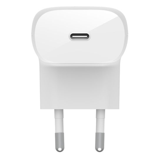 Belkin Mobile Phone Charger With USB-C Port And USB-C - Lightning Cable 30W Power Delivery White (WCA005VF1MWH-B5)