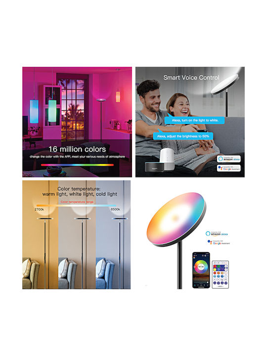 Inlight LED Floor Lamp H170xW25cm. with RGBW Light 2000lm Black