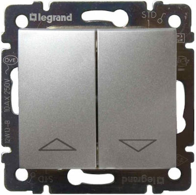 Legrand Valena 04 Recessed Electrical Rolling Shutters Wall Switch no Frame Basic Aluminium