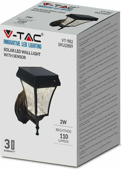 V-TAC Wall Mounted Solar Light Traffic light 2W 110lm Natural White 4000K with Photocell IP44 19cmx15cmx24cmcm