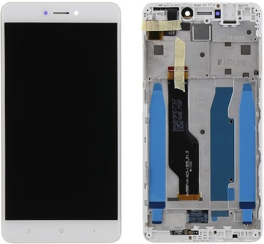 Οθόνη mit Touch-Mechanismus und Rahmen für Redmi Note 4 (Weiß)