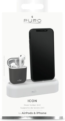 Puro Icon Charging Desk Holder Βάση Φόρτισης Dark Grey για Apple AirPods
