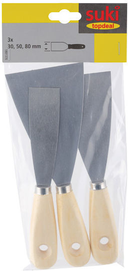 Suki Metallische Spatel mit Hölzernem Griff Set 3Stücke 30-50-80mm 1801376