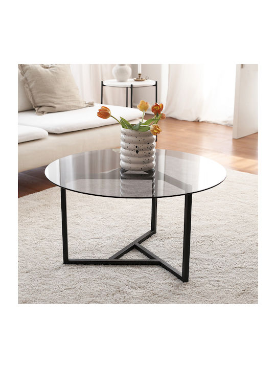 Round Central Coffee Table Trio Glass Black M75xL75xH42cm