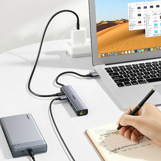 Ugreen Hub 4 Ports USB 3.0 with USB-A / Ethernet Connection Silver
