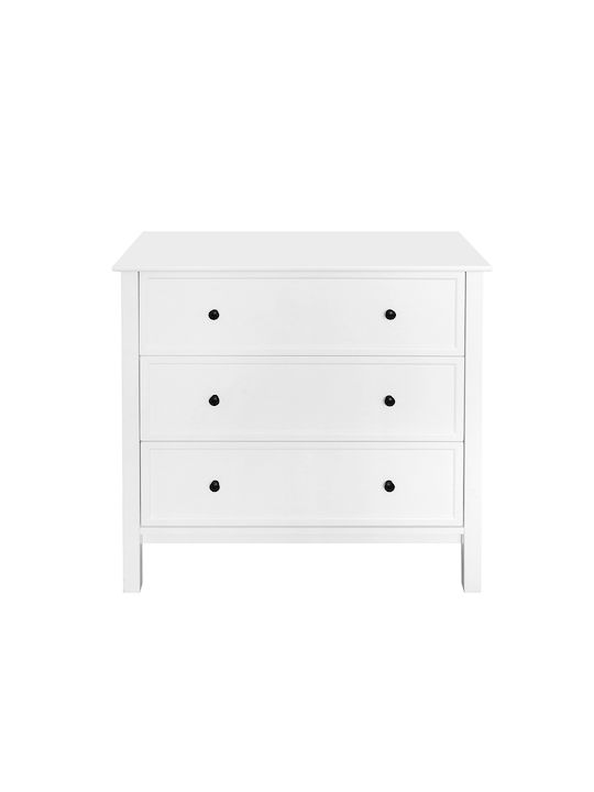 Homey Wooden Chest of Drawers with 3 Drawers White 80x40x80cm