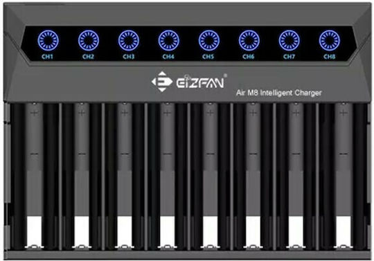 Efan Air M8 Charger 8 Batteries Li-ion Size 18650/21700