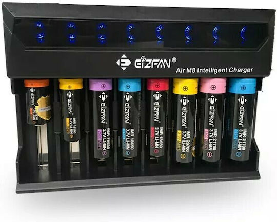Efan Air M8 Charger 8 Batteries Li-ion Size 18650/21700