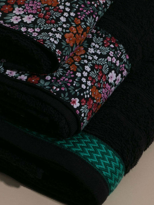 White Fabric Hand Towel Liberty 30x50cm Black Weight 500gr/m²