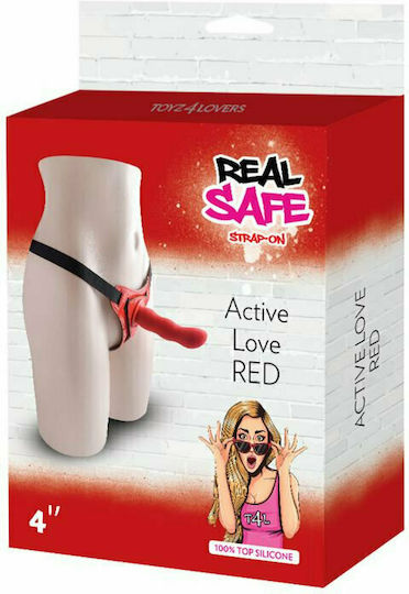 Toyz4lovers Real Safe Stap-on Active Love Gurtzeug mit Dildo 12.50cm in Rot Farbe