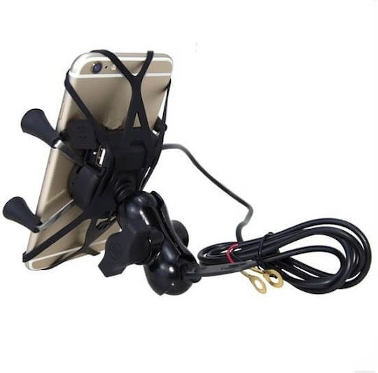 Motorcycle Phone Mount with Adjustable Arm 3.5-6.5 Inches for Mirror