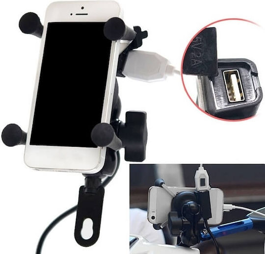 Motorcycle Phone Mount with Adjustable Arm 3.5-6.5 Inches for Mirror