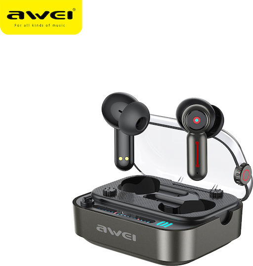 Awei T58 In-ear Bluetooth Handsfree Ακουστικά με Θήκη Φόρτισης Μαύρα