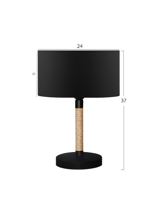 HomeMarkt Table Lamp from Rope for Socket E27 with Black Shade and Base