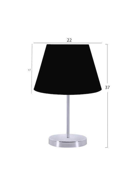 HomeMarkt Metal Table Lamp for Socket E27 with Black Shade and Silver Base