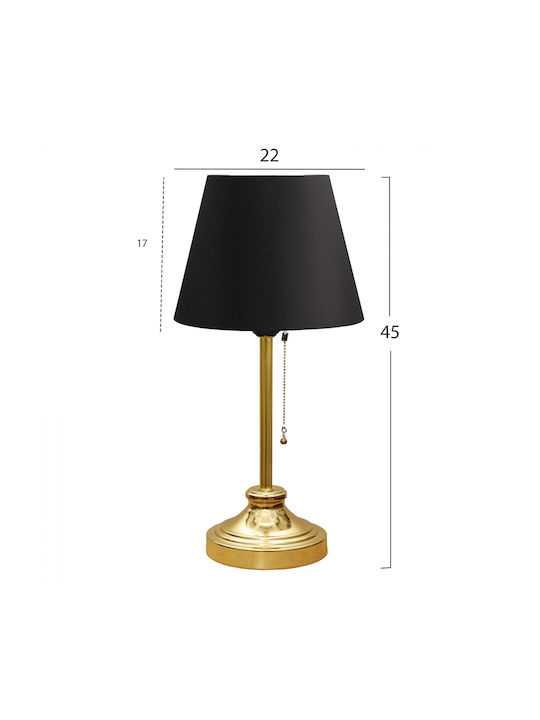 HomeMarkt Metal Table Lamp for Socket E27 with Black Shade and Gold Base