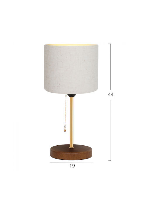 HomeMarkt Metal Table Lamp for Socket E27 with White Shade and Gold Base