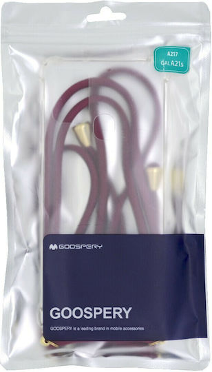 Mercury Strap Back Cover Silicone Transparent / Burgundy (Galaxy A21s)