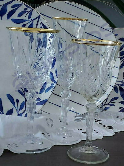 RCR Melodia Set of Glasses Water made of Crystal in Gold Color 350ml 6pcs