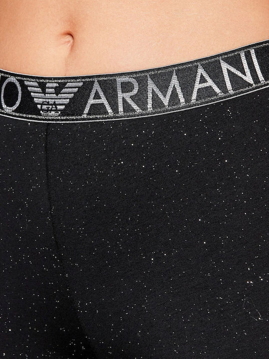 Emporio Armani Χειμερινό Βαμβακερό Γυναικείο Παντελόνι Πιτζάμας Μαύρο