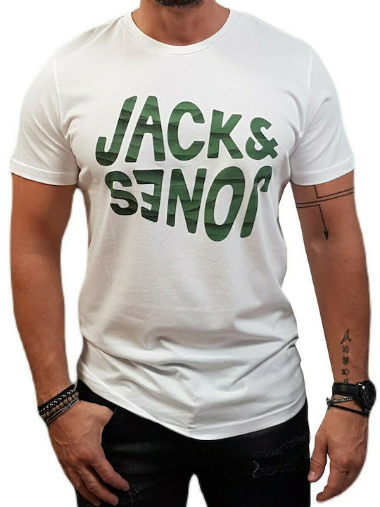 Jack & Jones Ανδρικό T-shirt Λευκό με Λογότυπο