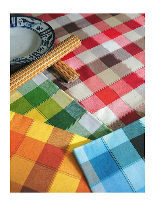 Sette Colori 6997 Cotton & Polyester Checkered Tablecloth Κόκκινο 140x140cm