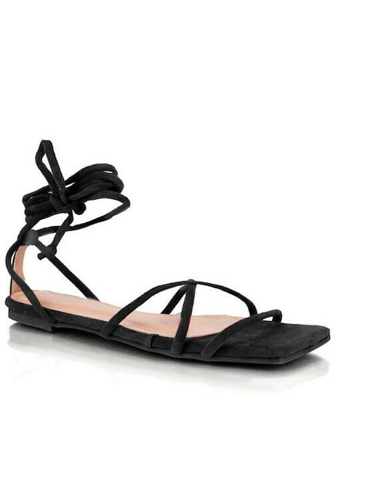 Malesa Women's Flat Sandals In Black Colour