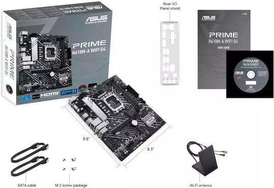 Asus Prime H610M-A WIFI D4 Motherboard Micro ATX με Intel 1700 Socket 90MB1C80-M0EAY0