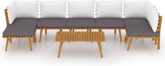 vidaXL Garten- und Outdoor-Möbelsets Wohnzimmer Typsatz 8 Stück Akazie mit Kissen
