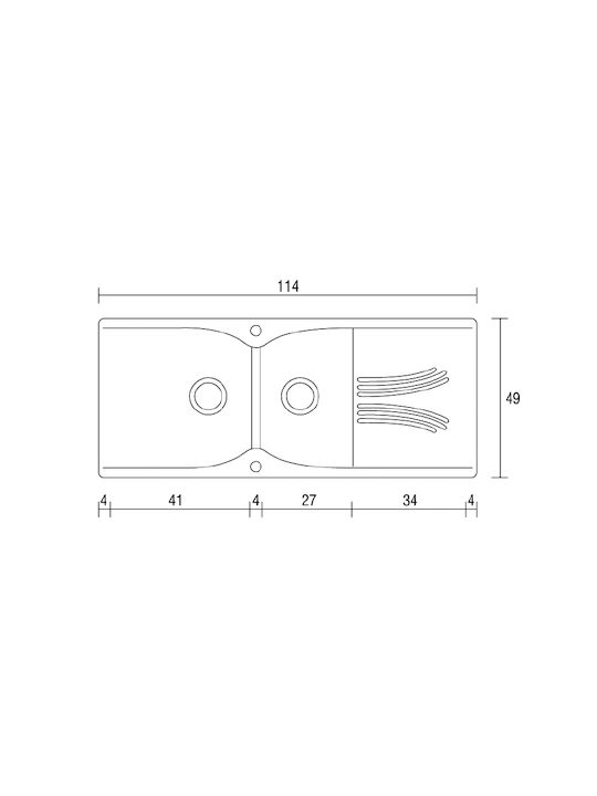 Crown R-16 Economic 6816 6816-71 Drop-In Spüle Links aus Verbundgranulat B114xT49cm Granite Black