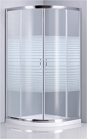 Crown 4000N Oval Καμπίνα Ντουζιέρας Ημικυκλική με Συρόμενη Πόρτα 80x80x185cm Serigrafato Chrome Crown 4000N Oval Καμπίνα Ντουζιέρας Ημικυκλική με Συρόμενη Πόρτα 80x80x185cm Serigrafato Chrome