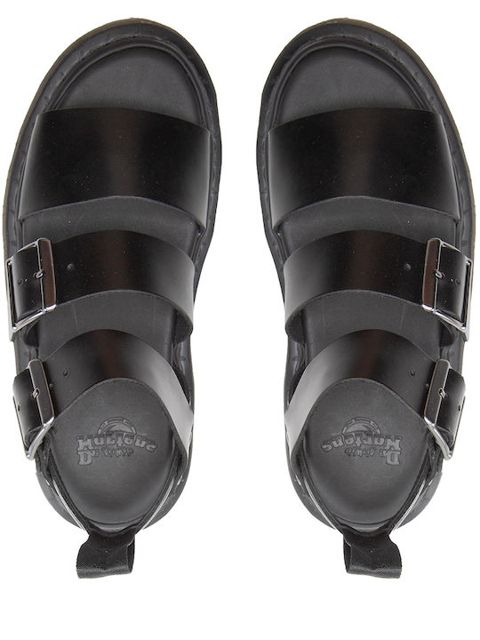 Sandały Leather Women's Flat Sandals in Black Color