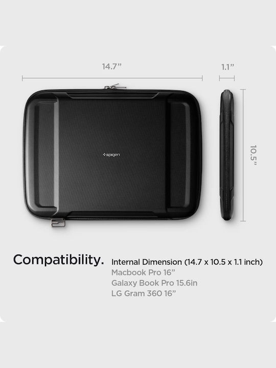 Spigen Rugged Armor Pro Pouch Case for 16" Laptop Black