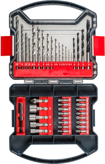 Einhell 41 Set Drill Bits with Cylindrical Shank for Wood, Metal and Masonry