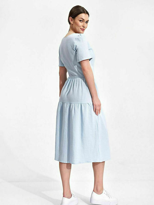 Figl Summer Midi Dress Wrap Light Blue