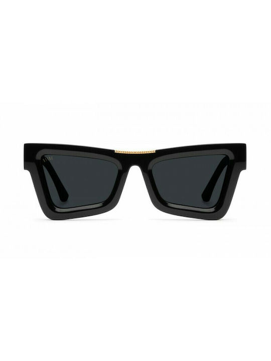 9Five Marauder Sunglasses with Black/Gold Plastic Frame and Black Lens