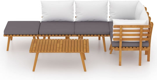 vidaXL Garden & Outdoor Furniture Sets Living Room Set 6 Pieces Acacia with Pillows