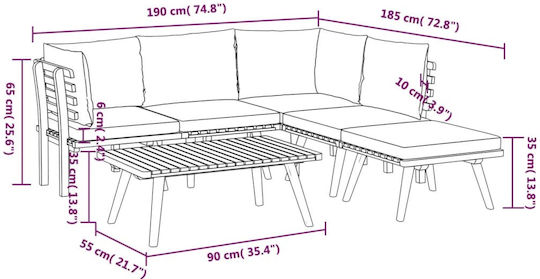 Garten- und Outdoor-Möbelsets Typsatz Wohnzimmer 6 Stück Akazie mit Kissen