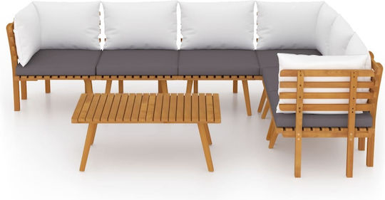 Garten- und Outdoor-Möbelsets Typsatz Wohnzimmer 7 Stück Akazie mit Kissen