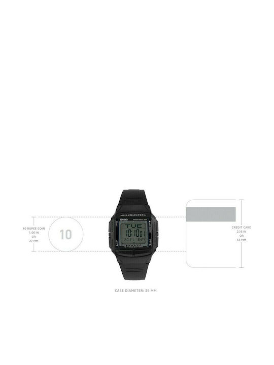 Casio Digitale Herrenuhr 36,6mm Batteriefunktion mit Gummiband Schwarz/Grau