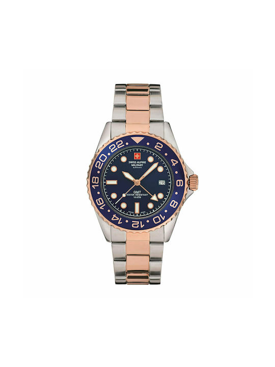 Swiss Alpine Military by Grovana Master Diver GMT 7052.1155SAM Silver Rose Gold Skroutz.gr