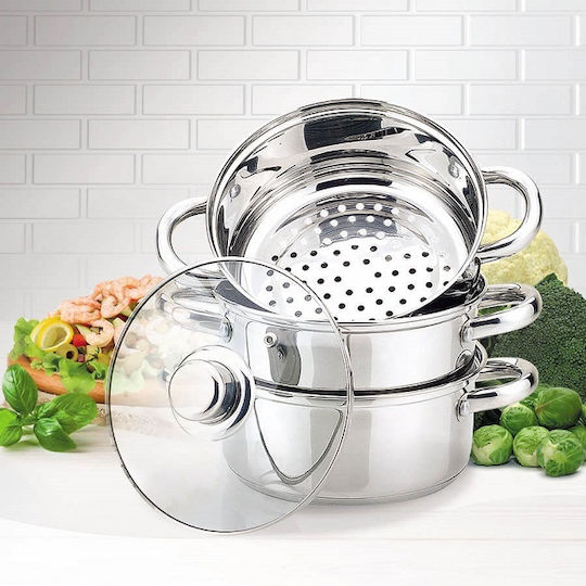 Maestro Pots Set Made of Stainless Steel Silver 3 Pieces