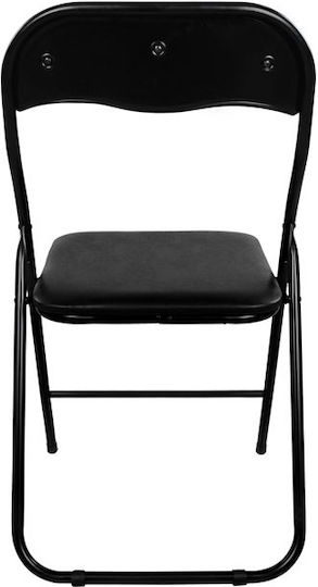 Foldable Kitchen Metallic Chair Black Velvet-Black Metal 38x47x82cm