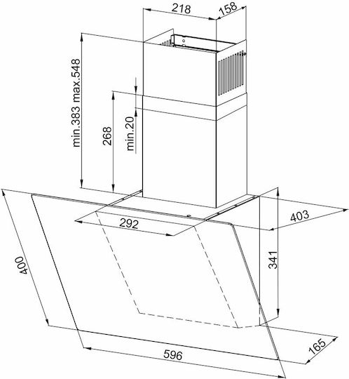 Maan Rodo Mini 60 Απορροφητήρας Καμινάδα 60cm Μαύρος