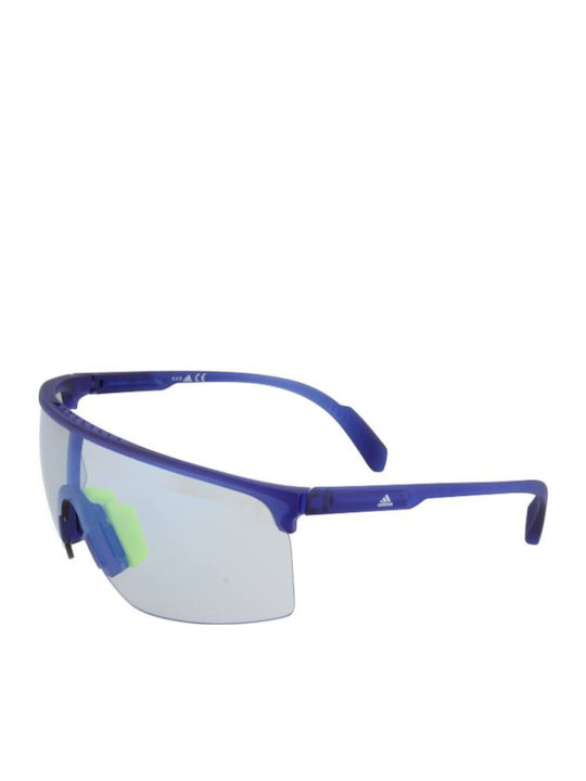 adidas Unisex Sunglasses with Blue Plastic Frame and Gray Lens SP0005 91X